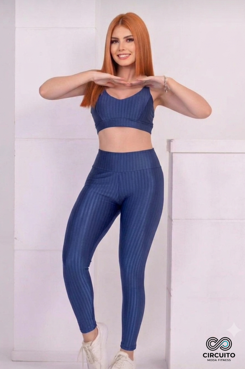 Legging 3D Azul Canelada